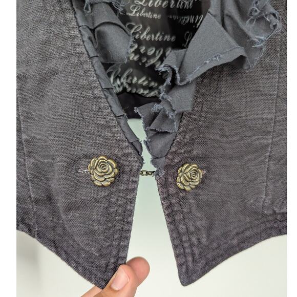 VTG Y2k Libertine for Target Ruffle Trim Cropped Jacket Women’s Medium M Goth - Picture 3 of 7
